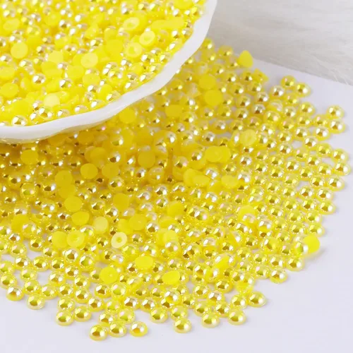 Miniatura 43 de 1500 PIEZAS 4mm Perlas Blancas de Media Parte Plana para Manualidades Joyería Álbum de Recortes Decoración de Uñas, Perlas de Parte Plana para Blanco