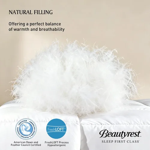 Miniatura 3 de Beautyrest Luxury Hotel Collection - Edredón de fibra de plumón de ganso blanco tamaño Queen, ultrasuave, 100% algodón, transpirable, relleno