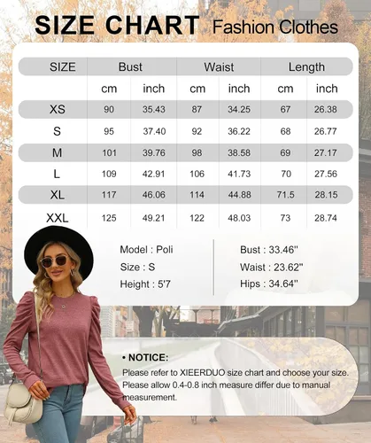Miniatura 5 de XIEERDUO Sudaderas para mujer, cuello redondo, manga abombada, suéteres sueltos, ropa moderna y fluida