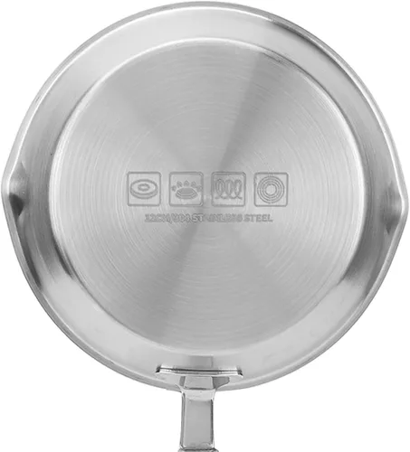Miniatura 6 de Sonew Mini sartén de acero inoxidable, sartén antiadherente con mango de madera maciza para cocina de inducción, sartén portátil para restaurante