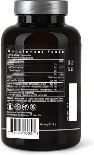 Miniatura 8 de NEW NORDIC Gomitas de volumen para el cabello, 2500 mcg de biotina, suplemento diario de vitaminas para el cabello para apoyar el cabello, la piel