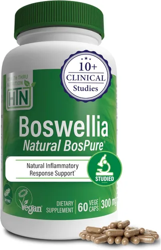 Health Thru Nutrition Boswellia 300 mg 60 cápsulas como Bospure AKBAMAX | Alta potencia 75% ácidos boswélicos 10% AKBA | Apoyo de movilidad