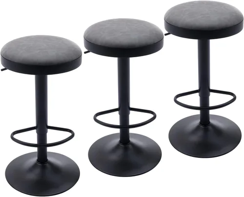 Miniatura 12 de CIMOTA Juego de 2 taburetes de bar redondos giratorios con espalda descubierta ajustable, taburete de bar moderno industrial para cocina, hogar