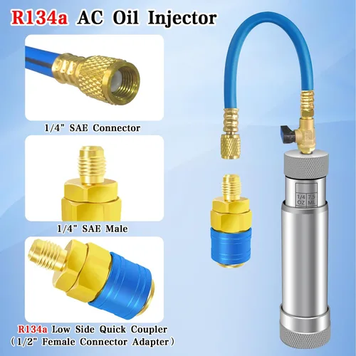 Miniatura 4 de Inyector de tinte de CA con válvula de cierre, inyector de aceite de CA para R1234yf R134a R410a, inyector de tinte 1234yf con función de prevención