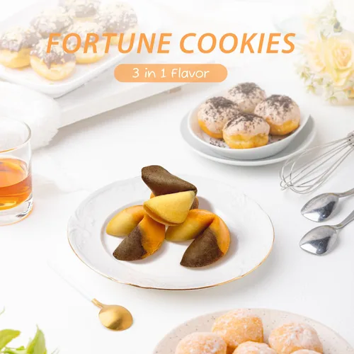 Miniatura 3 de Soeos Galletas de la fortuna de sabor 3 en 1, galletas Fortune envueltas individualmente a granel, aproximadamente 50 galletas, galletas crujientes