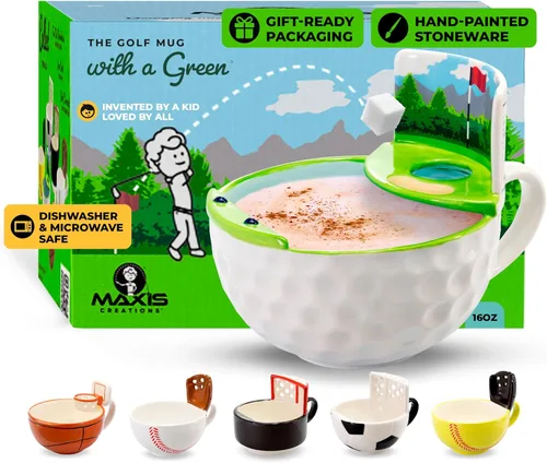 MAX'IS Creations Taza de golf con green, divertidos regalos de golf para hombres y mujeres, regalos únicos de Navidad de golf para hombres, regalos