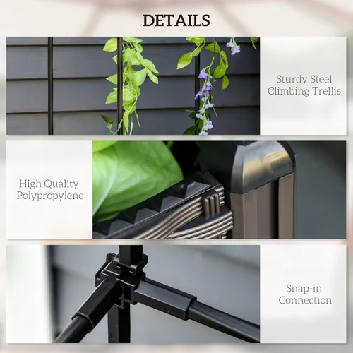 Miniatura 5 de Outsunny Cama de jardín elevada con enrejado, maceta de riego automático, macetas de tomate de 69.7 pulgadas para plantas trepadoras, flores de vid