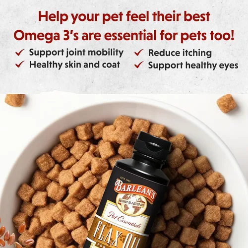 Miniatura 4 de Barlean's Aceite de linaza para animales, aceite esencial para mascotas, ácidos grasos Omega 3, suplementos de aceite para gatos y perros, para piel