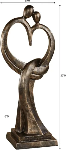 Miniatura 3 de Escultura de amor eterno con toque de clase, acabado en bronce Hecho a mano de resina, 20 pulgadas de altura, estatua de signo de te amo