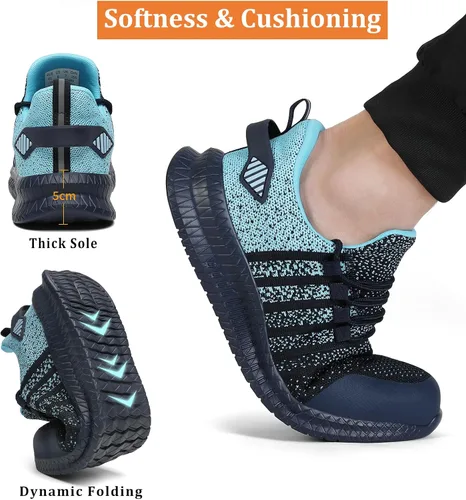Miniatura 6 de Zapatos de punta de acero para hombres y mujeres, cómodos, ligeros, zapatos de seguridad para el trabajo, a prueba de pinchazos, antideslizantes