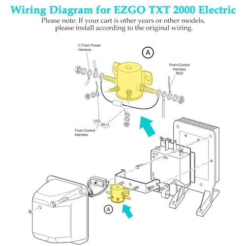 Miniatura 5 de 10L0L Relé solenoide de servicio continuo serie #70 para carrito de golf eléctrico EZGO de 36 voltios, incluye resistencia y diodo, OEM # 27855G01