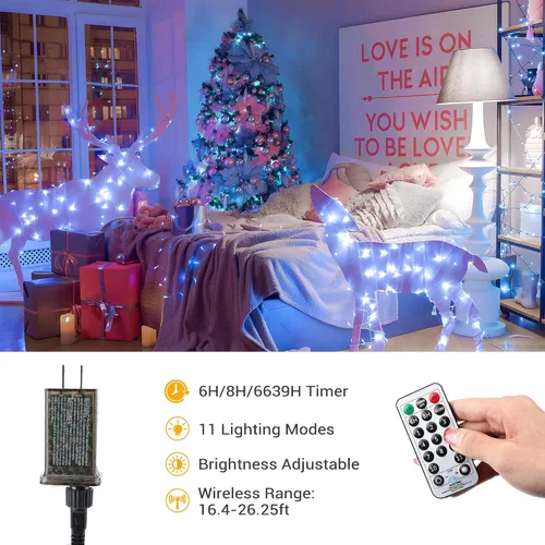 Miniatura 4 de Brizled Luces de Navidad que cambian de color, 65.67 pies, 200 luces LED de doble color para árbol de Navidad con control remoto, blanco frío