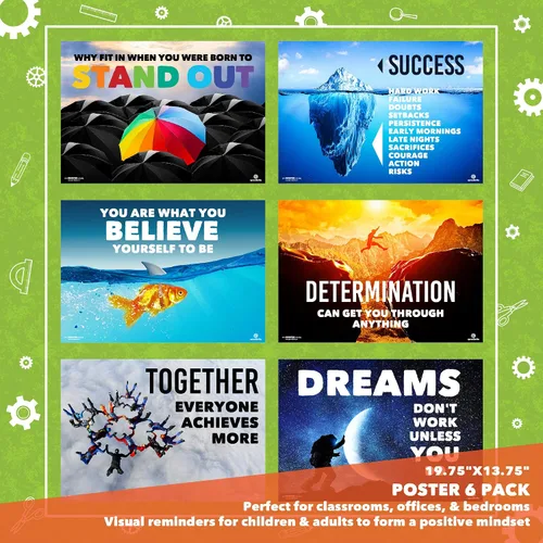 Miniatura 2 de Sproutbrite Decoraciones para el aula, carteles motivacionales de secundaria, mentalidad de crecimiento educativo e inspirador para profesores y 6