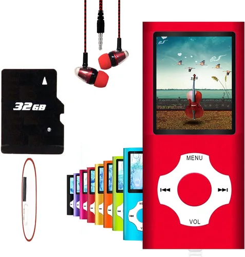 Miniatura 6 de Hotechs - Reproductor de MP3, reproductor de música MP3 con tarjeta SD de memoria de 32 GB, pantalla LCD digital clásica delgada de 1.82 pulgadas