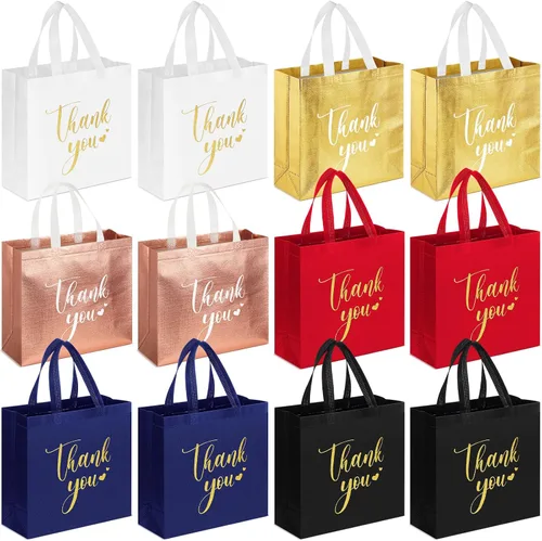 Miniatura 7 de Sweetude 30 Bolsas de Regalo de Agradecimiento con Asas a Granel Bolsa de Dulces Reutilizable No Tejida Plegable Bolso de Mano para Regalos
