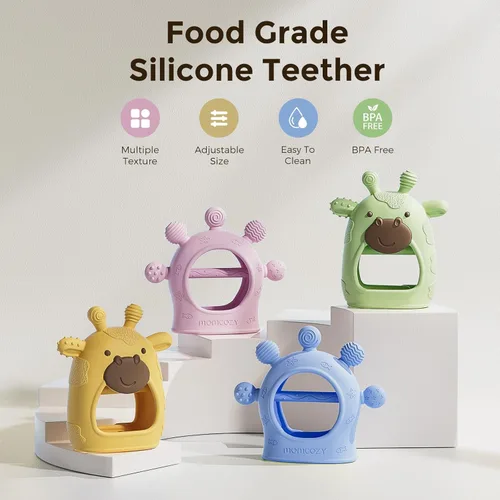 Miniatura 2 de Momcozy Juguetes mordedores para bebés Juguetes para la dentición del bebé Alivio de la dentición del bebé Juguetes mordedores de silicona