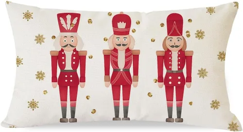 Miniatura 11 de PANDICORN - Funda de almohada decorativa de Cascanueces de Navidad 12x20 pulgadas, decoración de Navidad en negro con Cascanueces, cojín decorativo