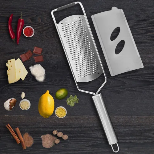Miniatura 8 de Rallador profesional extra grueso para papas, calabacines, zanahorias, manzanas, repollo y queso, rallador de cocina con hoja de acero inoxidable