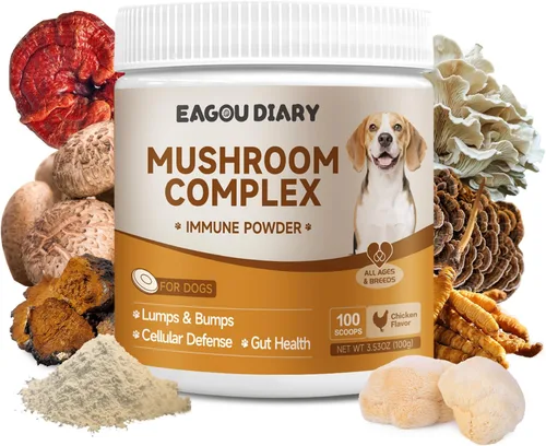 Polvo de hongos para perros - Apoyo inmunológico y cognitivo, salud digestiva y celular, suplemento de bultos y protuberancias, suplemento de 7
