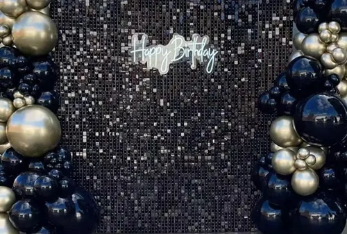 Miniatura 5 de Easy Setup - 24 paneles de fondo de pared brillantes de lentejuelas negras para decoración de fiestas para bodas, aniversarios, cumpleaños, Negro