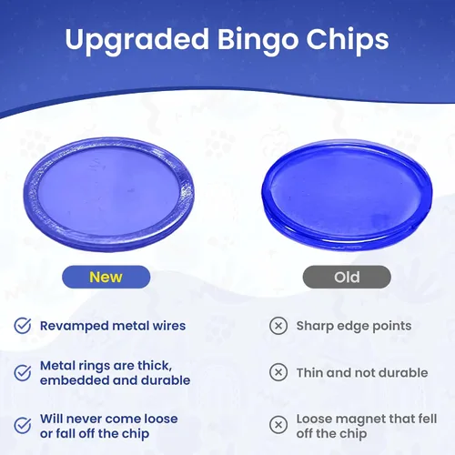 Miniatura 5 de MR CHIPS Fichas de bingo magnéticas con anillo de metal de 3/4 pulgadas, 300 piezas mejoradas transparentes surtidas, disponibles en 7 colores, una