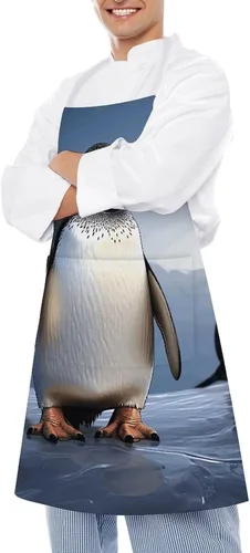 Miniatura 4 de Personalized Penguin Adult Apron, Kitchen Cooking Aprons for Woman Man, Adjustable Bib Apron with Pocket for Baking, BBQ Crafting Outdoors, Dining