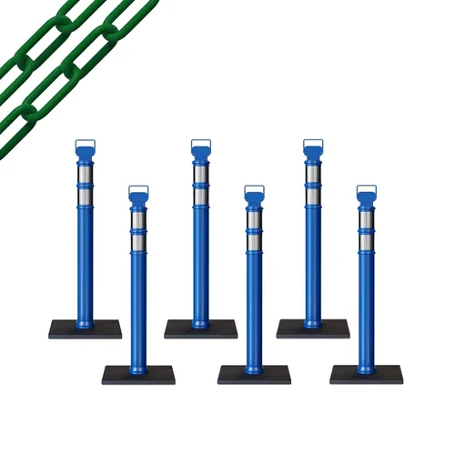 Miniatura 13 de Trafford Industrial - Paquete de 6 postes de delineador de 45 pulgadas, collares reflectantes de 3 pulgadas, base de goma de 10 libras