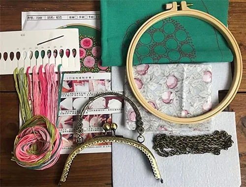 Miniatura 4 de Kits de monedero bordado para principiantes y adultos, hecho a mano, cartera bordada con todos los suministros, Soft Breeze, Vintage