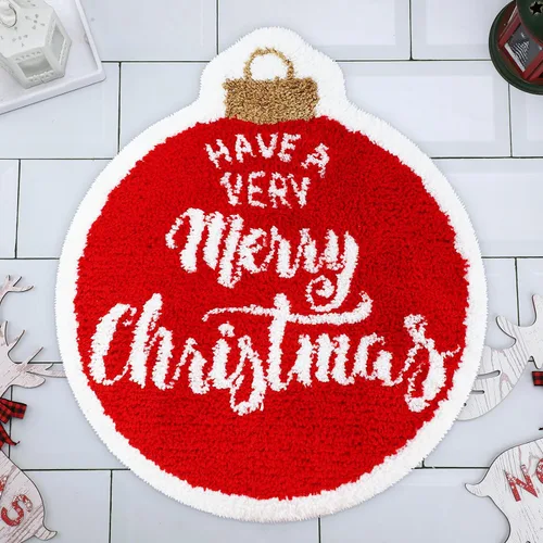 Ceenna Alfombras de baño navideñas de 22 x 26 pulgadas, color rojo, redondo, antideslizante, decorativa, suave, absorbente, bonita decoración de