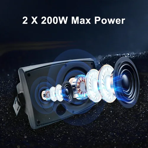 Miniatura 2 de STUDIOFINIX Altavoces para exteriores de 6.5 pulgadas, 400 W, con cable, impermeables, pasivos con graves potentes, altavoces de montaje en pared