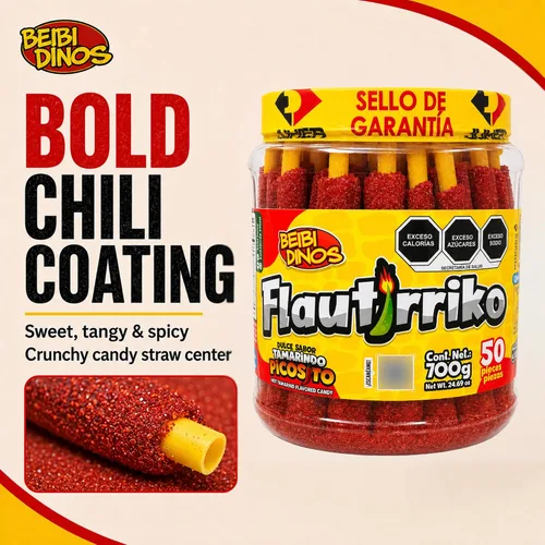 Miniatura 4 de Flautirriko Tarugos Tamarindo Candy Sticks 50 piezas 19.40 oz Always Fresh