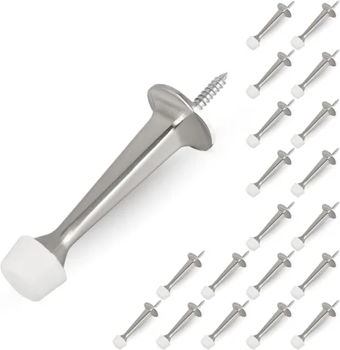 Miniatura 28 de HOMOTEK Paquete de 20 topes de puerta rígidos sólidos resistentes con punta de goma suave, tope de puerta fundido de zinc para proteger la pared
