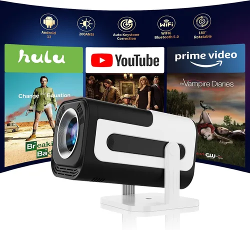 Miniatura 7 de Mini proyector, proyector portátil HY300 PRO, compatible con 4K 1080P con doble banda WIFI6 5G inalámbrico 5.0 Bluetooth Android 11, rotación