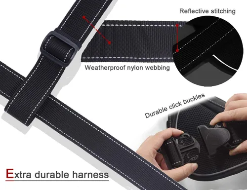 Miniatura 3 de Yogadog– Arnés resistente para perro, evita tirones, acolchado con correa integrada extendida epecial, costuras reflectantes, especial para perros
