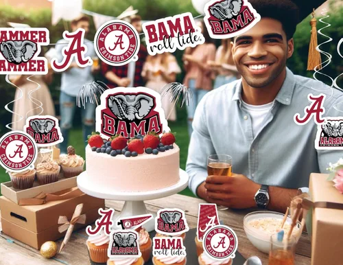 Miniatura 2 de Suministros de fiesta de la Universidad de Alabama para fútbol de Bama, regalo de cumpleaños Roll Tide, pancarta de fiesta de graduación de UA