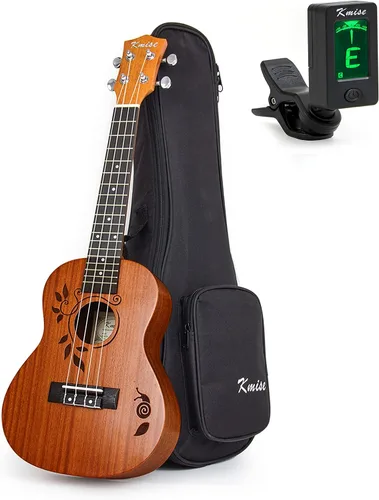 Miniatura 10 de Kmise Ukelele profesional para adultos principiantes, lección en línea gratuita, ukelele soprano de caoba de 21 pulgadas con kit de iniciación