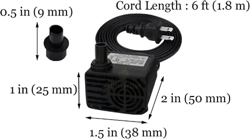 Miniatura 7 de SunGrow 55 GPH 3W pequeña fuente de agua sumergible para gatos y perros, bomba de agua para acuario, tanque de peces de acuario, mini bomba de agua