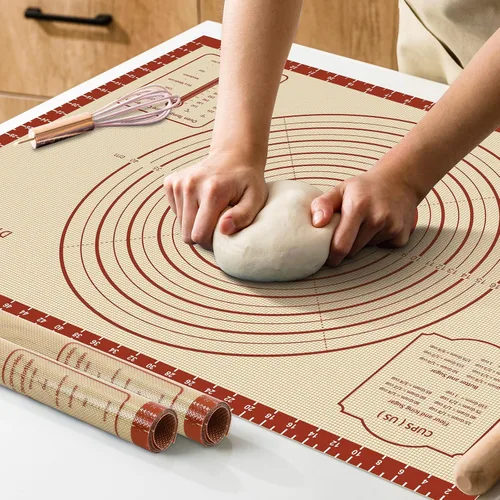 Miniatura 16 de Alfombrilla de silicona para hornear, 26" x 16" antideslizante para amasar masa de repostería, alfombrilla antiadherente para hornear con medidas