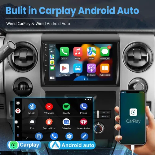 Miniatura 4 de AWESAFE Android 13 Estéreo de coche para Ford F150 2009 2010 2011 2012, inalámbrico Carplay Android Auto Android 9 pulgadas pantalla táctil F150
