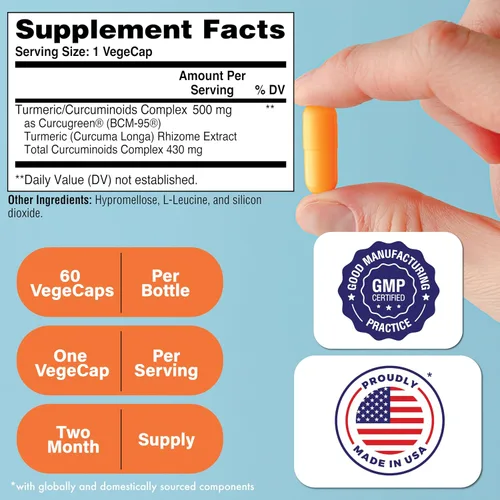 Miniatura 2 de Health Thru Nutrition Suplemento de complejo de curcumina de cúrcuma de 500 mg como BCM-95 Curcugreen clínicamente estudiado Certificado vegano