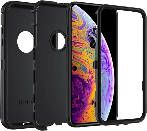 Miniatura 3 de Funda para iPhone X/i Phone Xs, 3 capas duradera funda de teléfono resistente protección para teléfono, a prueba de golpes a prueba de caídas a Negro