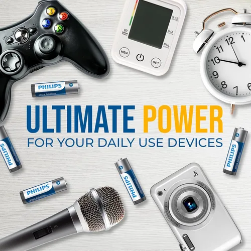 Miniatura 7 de PHILIPS Paquete de 12 pilas AA Batería doble A ultra alcalina de 1.5 V 132% más de potencia que el estándar de la industria Larga duración