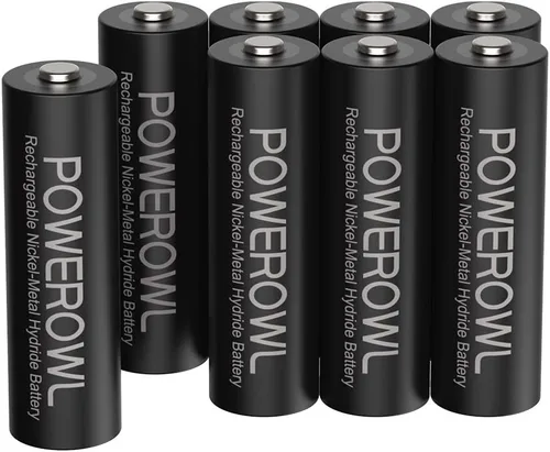 POWEROWL Baterías AA recargables, baterías de alta capacidad de 2800 mAh, 1.2 V, NiMH, baja autodescarga, paquete de 8