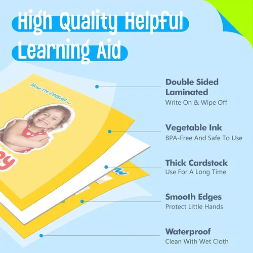Miniatura 3 de Rotafolio de emociones, 25 estados de ánimo diferentes con habilidades de afrontamiento, aprende a identificar varios estados de ánimo, flipbook