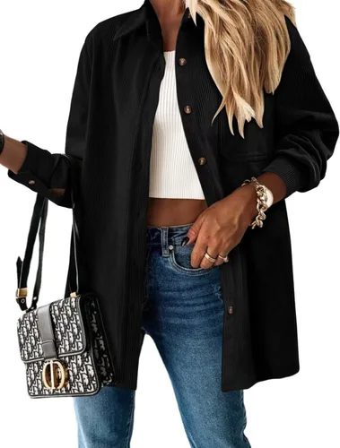 Miniatura 3 de Magritta Camisas de manga larga con cuello en V y botones para mujer, blusas de gran tamaño con bolsillos