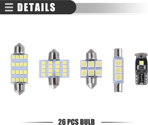 Miniatura 5 de Motoforti Juego de bombillas LED universales T10, bombillas LED de repuesto para interiores, bombillas de repuesto de 24/30/31/31.5/1.575 in