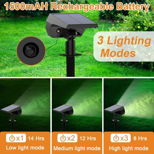 Miniatura 3 de WELALO Focos solares para exteriores, [2 unidades/65 LED/3 modos] focos solares de paisaje, luces de seguridad alimentadas por energía solar, luces