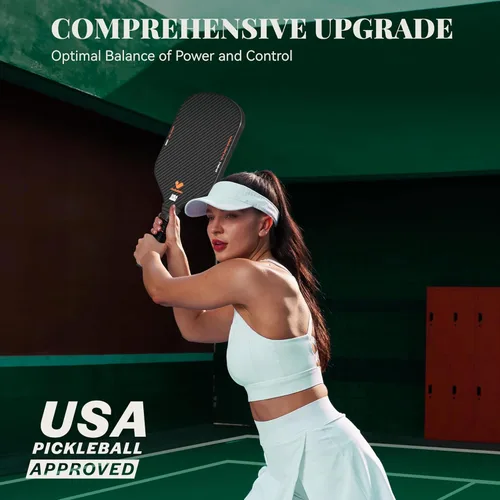 Miniatura 7 de JOJOLEMON Paletas de pickleball, pala de fibra de carbono con un núcleo de polímero Shark Power de 0.63 pulgadas, las raquetas de pickleball Negro