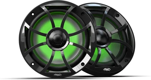 Wet Sounds | Recon 6-BG RGB | Altavoces coaxiales marinos de alto rendimiento estilo componente de 6.5" con rejilla negra y retroiluminación RGB