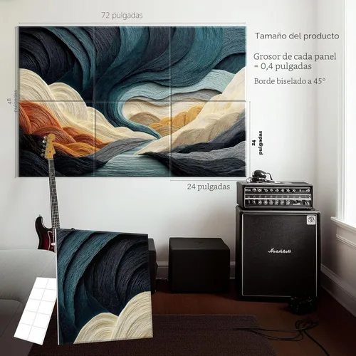 Miniatura 4 de Paquete de 6 Paneles Absorbentes de Sonido de 72 x 48 pulgadas Paneles Acústicos Decorativos Paneles Acústicos de Pared para Hogar, Oficina